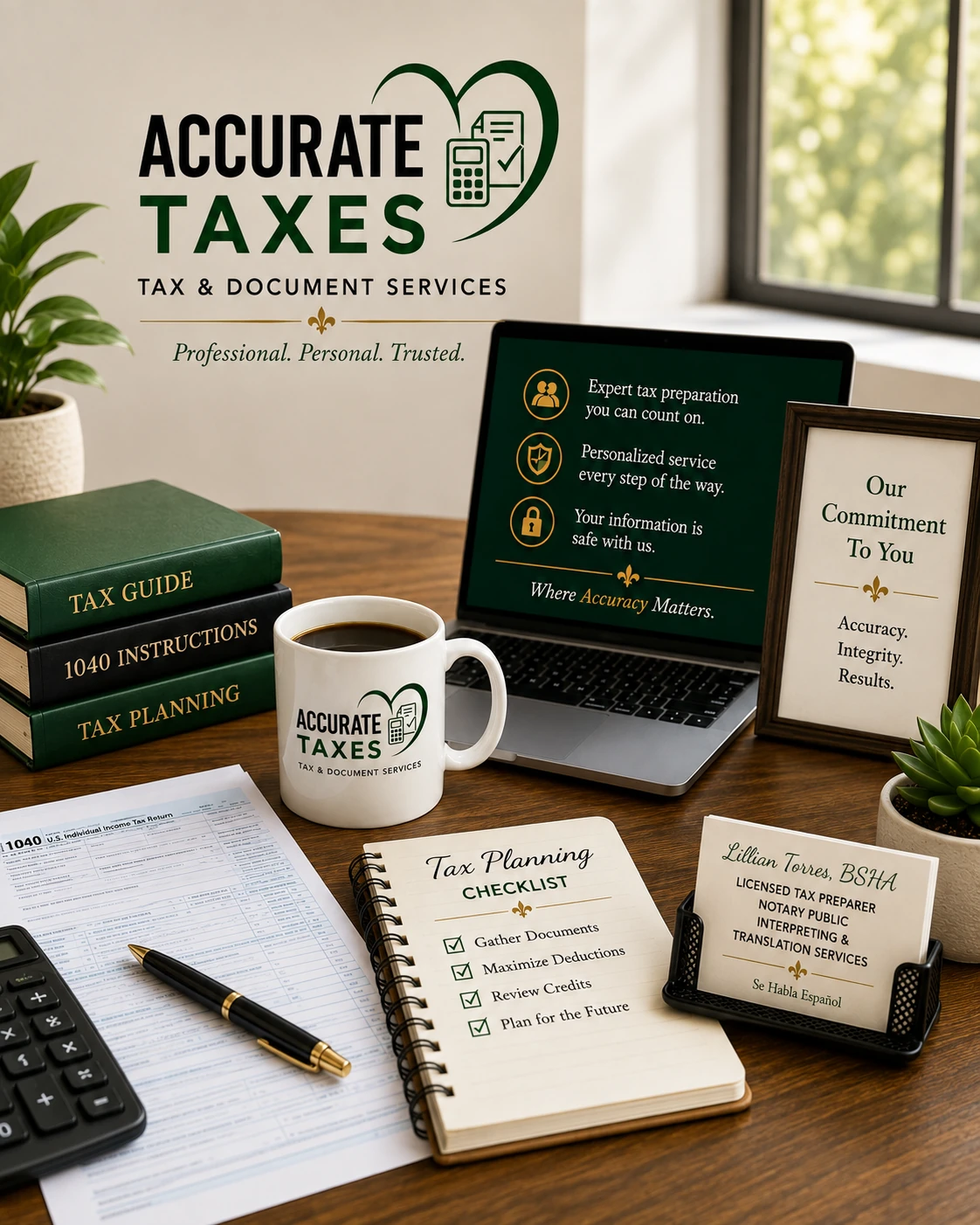 Vista de presentación de Accurate Taxes como referencia de organización web creada por Shadow’s Estudio & Diseño